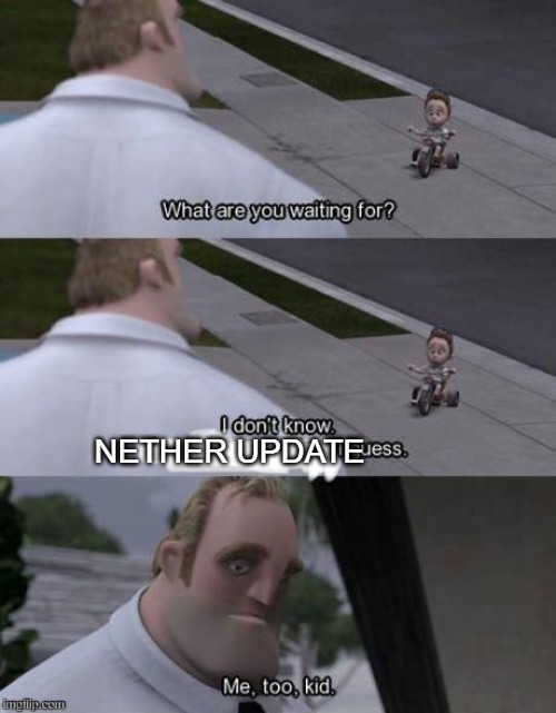 Me too kid  | NETHER UPDATE | image tagged in me too kid | made w/ Imgflip meme maker