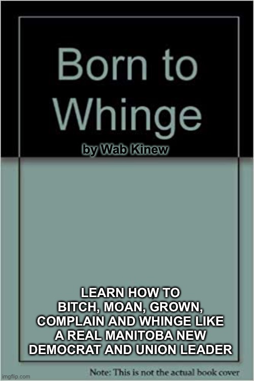 Born to Whinge | by Wab Kinew; LEARN HOW TO BITCH, MOAN, GROWN, COMPLAIN AND WHINGE LIKE A REAL MANITOBA NEW DEMOCRAT AND UNION LEADER | image tagged in borne to whine | made w/ Imgflip meme maker