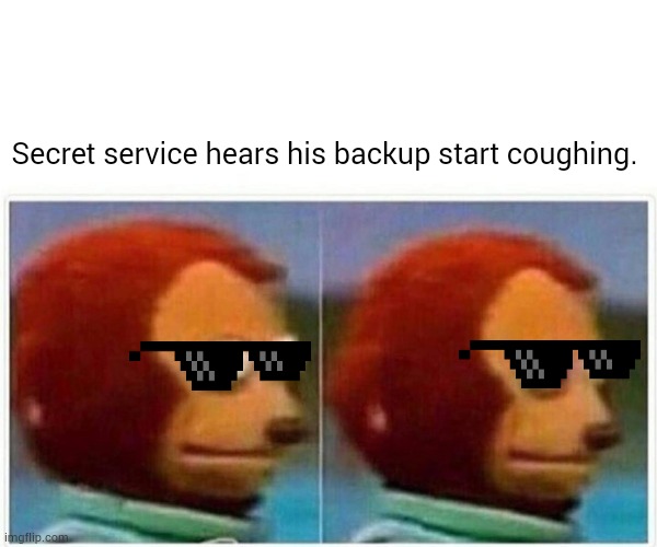 RIP Secret Service | Secret service hears his backup start coughing. | image tagged in memes,monkey puppet | made w/ Imgflip meme maker