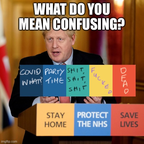 Boris confusion | WHAT DO YOU MEAN CONFUSING? | image tagged in boris johnson,covid19 | made w/ Imgflip meme maker