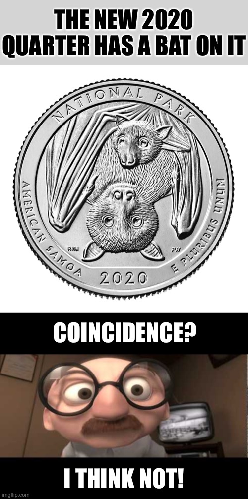 In plain sight | THE NEW 2020 QUARTER HAS A BAT ON IT; COINCIDENCE? I THINK NOT! | image tagged in coincidence,federal reserve,illuminati,elitist,agenda | made w/ Imgflip meme maker