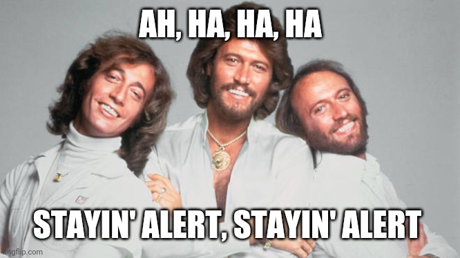 Stayin Alert | AH, HA, HA, HA; STAYIN' ALERT, STAYIN' ALERT | image tagged in covid19,covid-19,stay home,stay at home | made w/ Imgflip meme maker