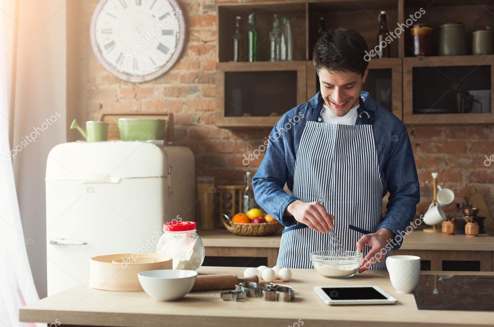 Happy baking man Blank Meme Template