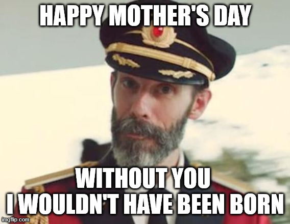 ... | HAPPY MOTHER'S DAY; WITHOUT YOU 
I WOULDN'T HAVE BEEN BORN | image tagged in captain obvious,funny,memes | made w/ Imgflip meme maker