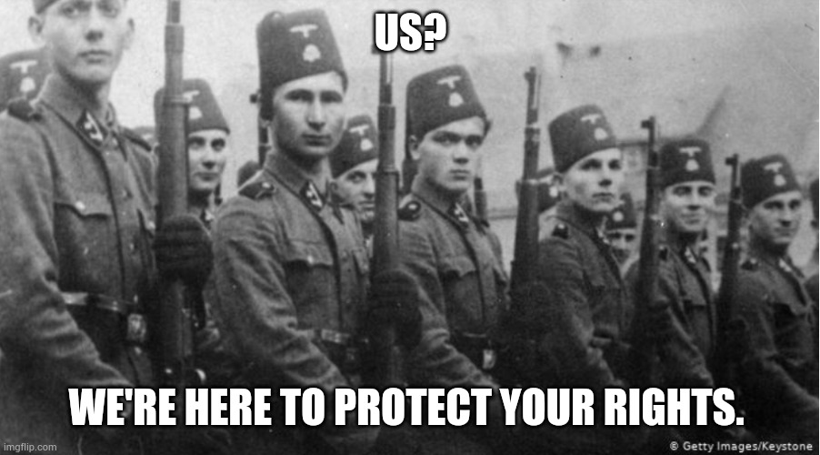 US? WE'RE HERE TO PROTECT YOUR RIGHTS. | made w/ Imgflip meme maker