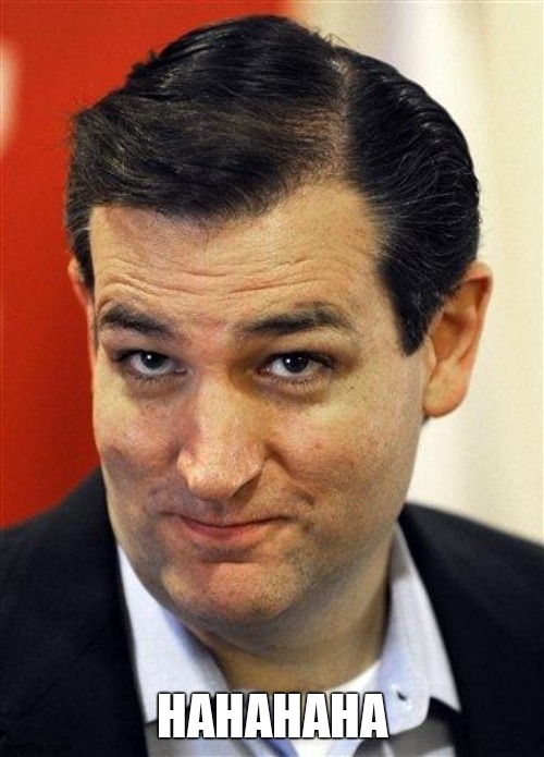Bashful Ted Cruz | HAHAHAHA | image tagged in bashful ted cruz | made w/ Imgflip meme maker