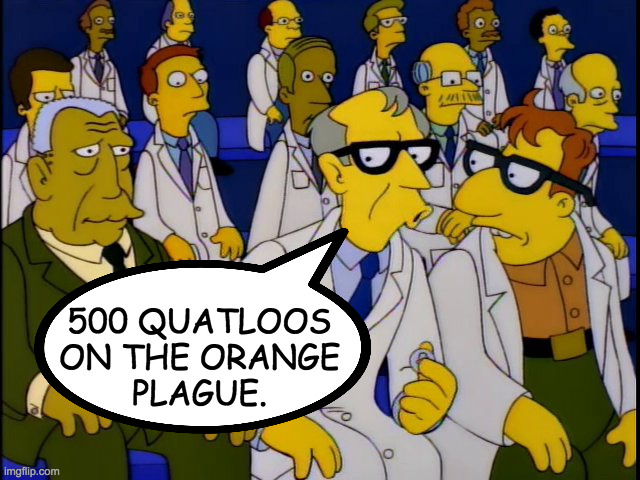 500 QUATLOOS
ON THE ORANGE
PLAGUE. | made w/ Imgflip meme maker