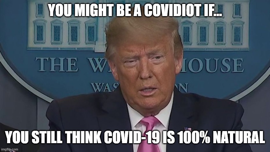 You might be a COVIDIOT if… you still think COVID-19 is 100% natural | YOU MIGHT BE A COVIDIOT IF…; YOU STILL THINK COVID-19 IS 100% NATURAL | image tagged in if only you knew how bad things really are | made w/ Imgflip meme maker