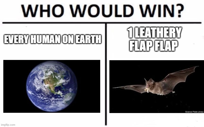 We all know who | EVERY HUMAN ON EARTH; 1 LEATHERY FLAP FLAP | image tagged in memes,who would win | made w/ Imgflip meme maker