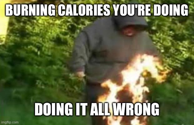 I thought this would work :( | BURNING CALORIES YOU'RE DOING; DOING IT ALL WRONG | image tagged in memes,funny,lol,cool,nice,fat guy | made w/ Imgflip meme maker