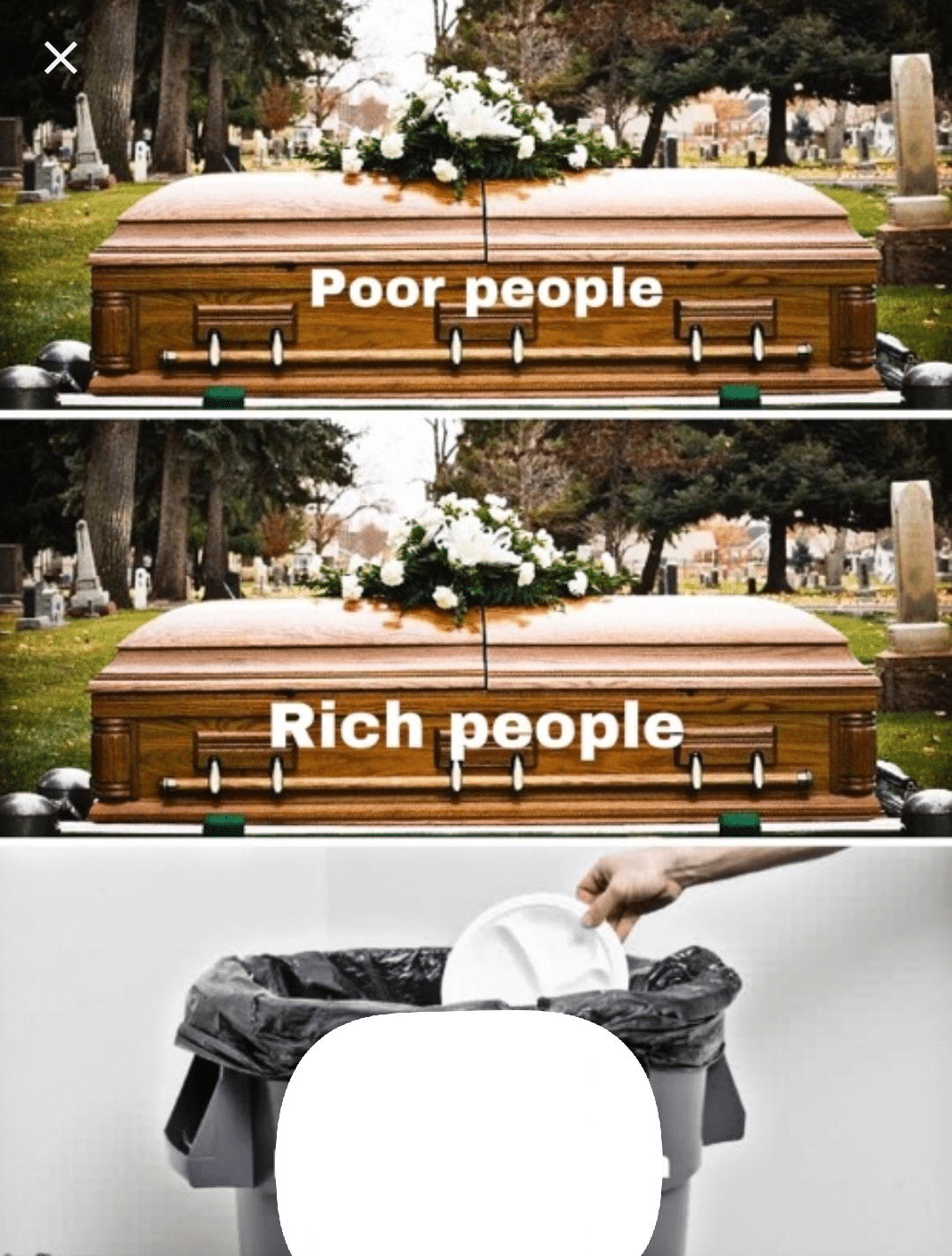 Coffin, Coffin, Trash Can Blank Meme Template