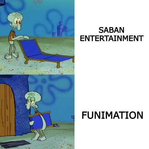 Squidward chair | SABAN ENTERTAINMENT; FUNIMATION | image tagged in squidward chair | made w/ Imgflip meme maker