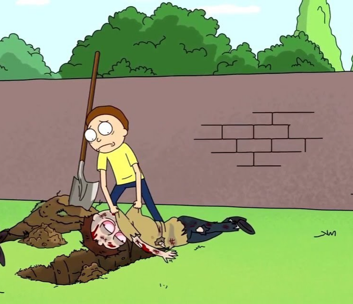 Morty with his dead body Blank Meme Template