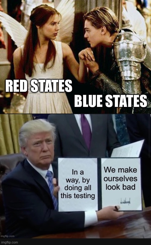 BLUE STATES; RED STATES | image tagged in romeo and juliet | made w/ Imgflip meme maker