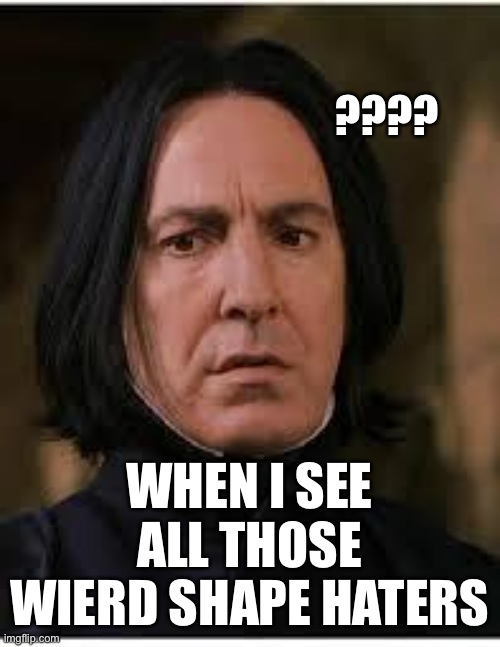 So me... | ???? WHEN I SEE ALL THOSE WIERD SHAPE HATERS | image tagged in snape confused | made w/ Imgflip meme maker