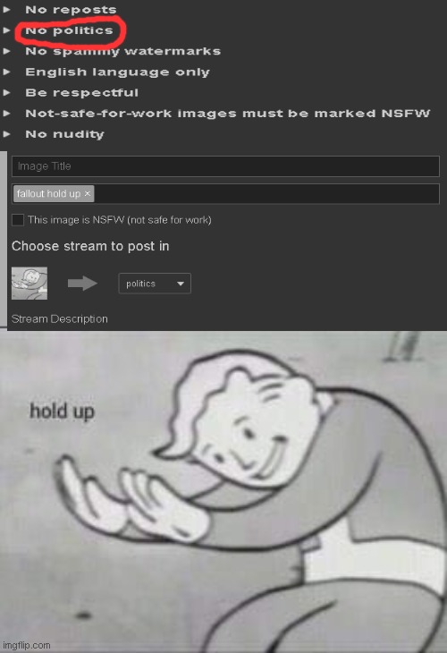 HOLD UP! | image tagged in fallout hold up | made w/ Imgflip meme maker