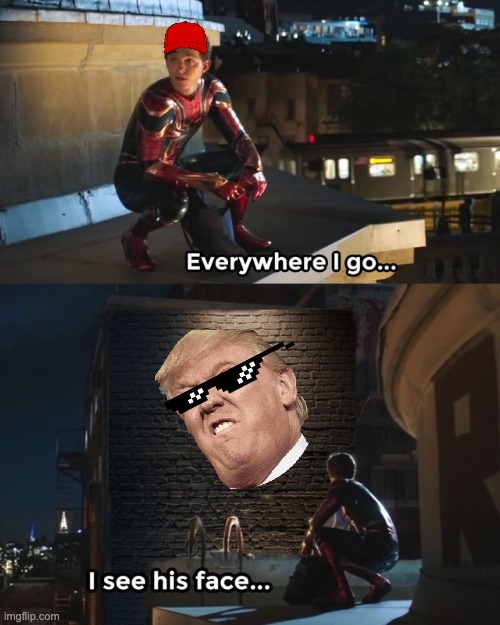 The Famous Face | image tagged in donald trump,everywhere i go i see his face | made w/ Imgflip meme maker
