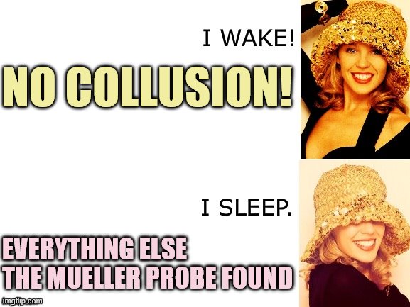 Righties did a great job setting the goalposts w/r/t Mueller: then of course Trump went and did that very thing in Ukraine. | NO COLLUSION! EVERYTHING ELSE THE MUELLER PROBE FOUND | image tagged in kylie i wake/i sleep,collusion,russian collusion,mueller,mueller time,ukraine | made w/ Imgflip meme maker