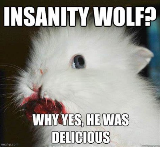 Insanity rabbit | image tagged in insanity wolf | made w/ Imgflip meme maker