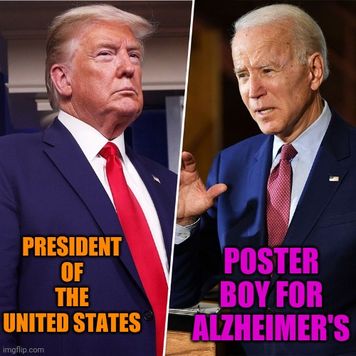 Trump Biden | PRESIDENT OF THE UNITED STATES POSTER BOY FOR ALZHEIMER'S | image tagged in trump biden | made w/ Imgflip meme maker