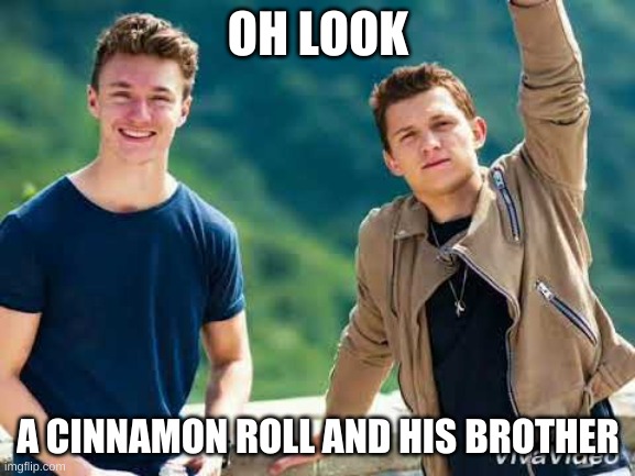 *heart eyes* | OH LOOK; A CINNAMON ROLL AND HIS BROTHER | made w/ Imgflip meme maker