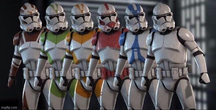 Clone trooper stand next to each other | image tagged in clone trooper stand next to each other | made w/ Imgflip meme maker