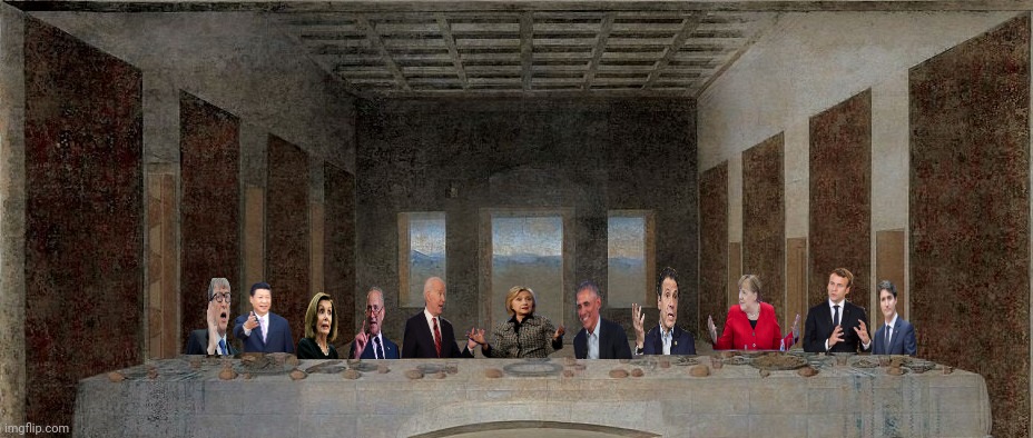 Still thinking of captions for this for myself so I'll let y'all have a go... | image tagged in last supper,democrats,hillary clinton,joe biden,obama,xi jinping | made w/ Imgflip meme maker