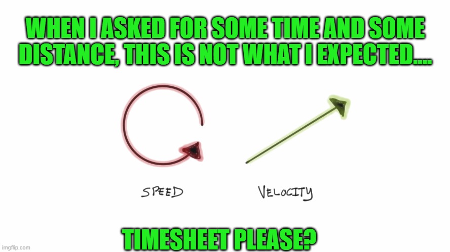 Velocity TImesheet Reminder | WHEN I ASKED FOR SOME TIME AND SOME DISTANCE, THIS IS NOT WHAT I EXPECTED.... TIMESHEET PLEASE? | image tagged in timesheet reminder,timesheet meme,funny memes,velocity | made w/ Imgflip meme maker