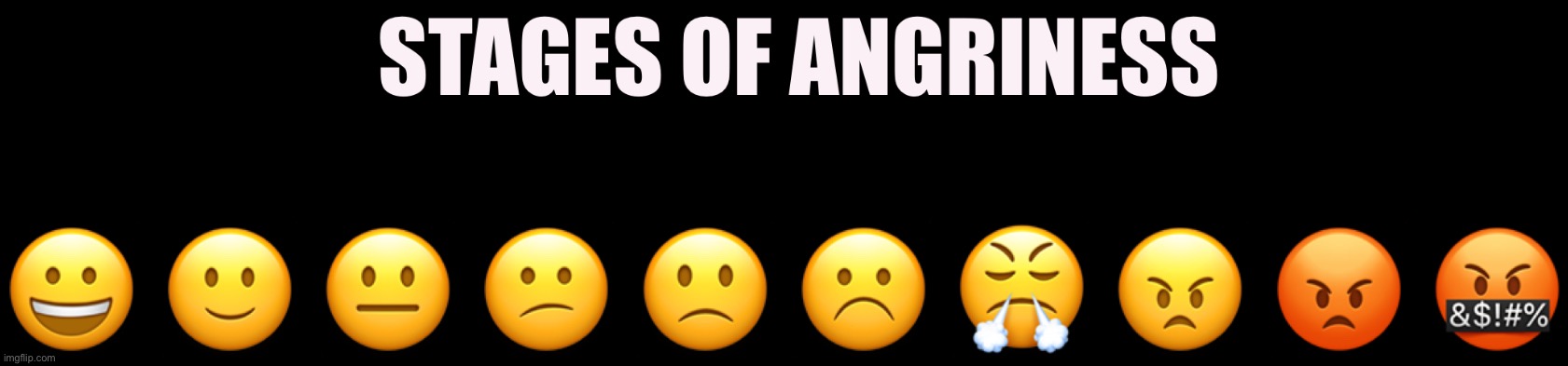 Stages Of Angriness | image tagged in emoji,angry | made w/ Imgflip meme maker