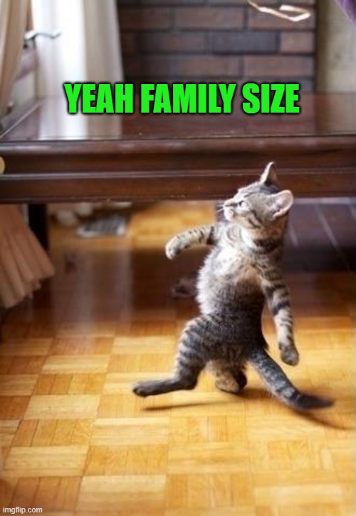 YEAH FAMILY SIZE | image tagged in proud kitty | made w/ Imgflip meme maker