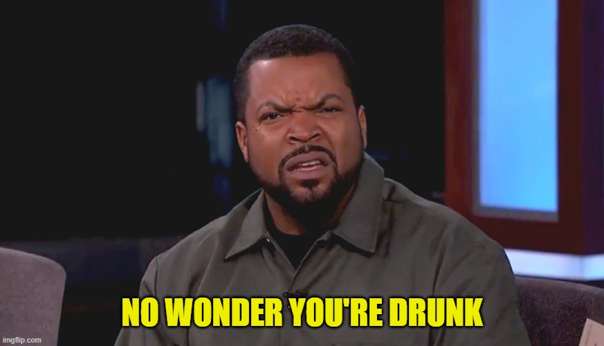 Really? Ice Cube | NO WONDER YOU'RE DRUNK | image tagged in really ice cube | made w/ Imgflip meme maker