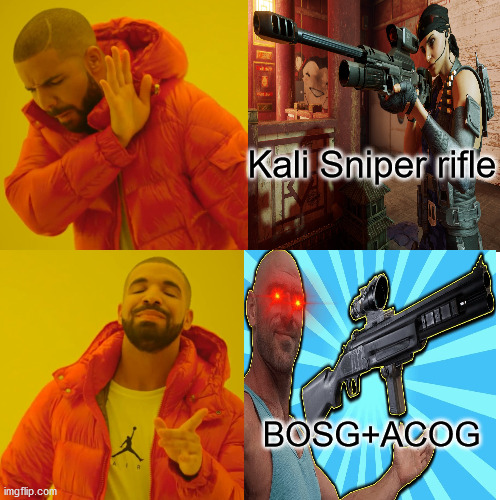 Kali Sniper = Trash | Kali Sniper rifle; BOSG+ACOG | image tagged in rainbow six siege | made w/ Imgflip meme maker