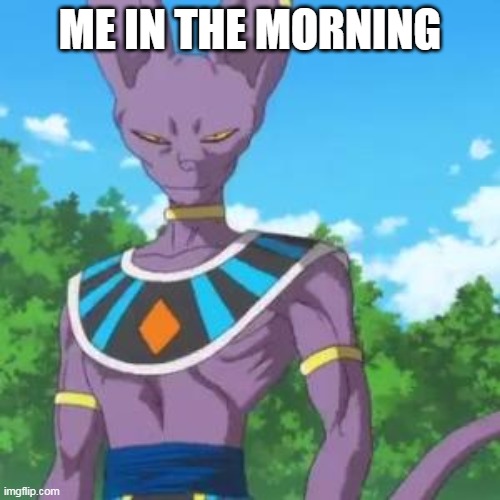 Lord Beerus | ME IN THE MORNING | image tagged in lord beerus | made w/ Imgflip meme maker