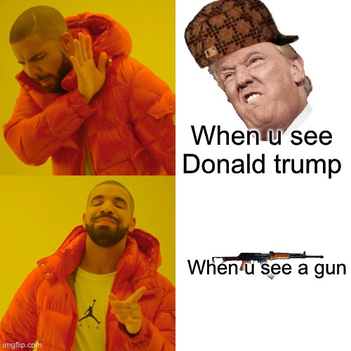 Drake Hotline Bling | When u see Donald trump; When u see a gun | image tagged in memes,drake hotline bling | made w/ Imgflip meme maker
