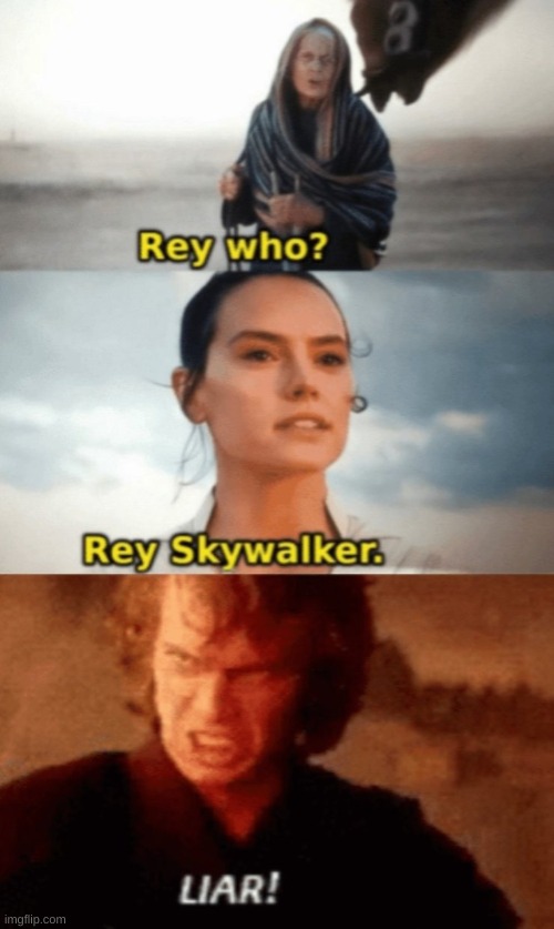 LIAR! | image tagged in rey skywalker | made w/ Imgflip meme maker