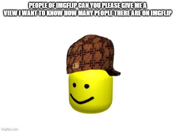 I want to know how many people there are on IMGflip pls | PEOPLE OF IMGFLIP CAN YOU PLEASE GIVE ME A VIEW I WANT TO KNOW HOW MANY PEOPLE THERE ARE ON IMGFLIP | image tagged in blank white template | made w/ Imgflip meme maker
