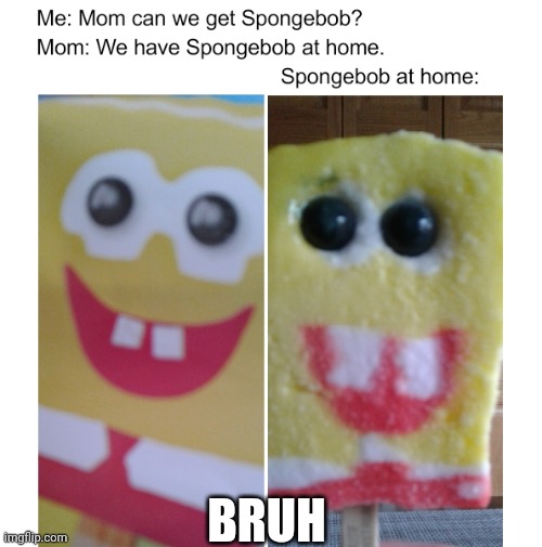 We have spongebob at home | BRUH | image tagged in bruh moment | made w/ Imgflip meme maker