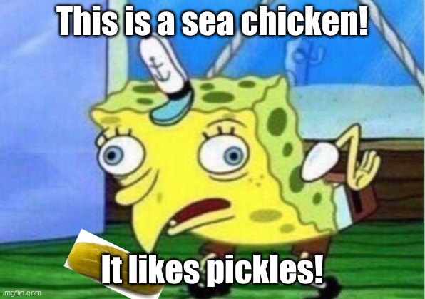 IDK weird (not funny) meme | This is a sea chicken! It likes pickles! | image tagged in memes,mocking spongebob | made w/ Imgflip meme maker