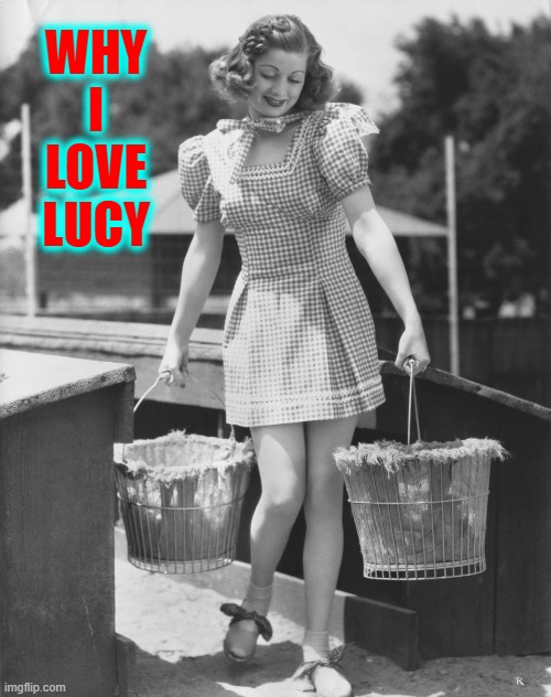 My Favorite Picture of Lucille Ball | WHY I LOVE LUCY | image tagged in vince vance,i love lucy,lucille ball,redheads,farm girl,vintage ads | made w/ Imgflip meme maker