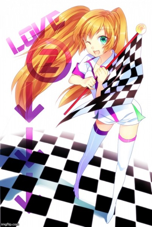 Checkered flag girl | image tagged in checkered flag girl | made w/ Imgflip meme maker