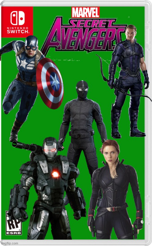 The black ops Avengers! | image tagged in nintendo switch cartridge case,avengers,black ops,marvel,marvel comics | made w/ Imgflip meme maker