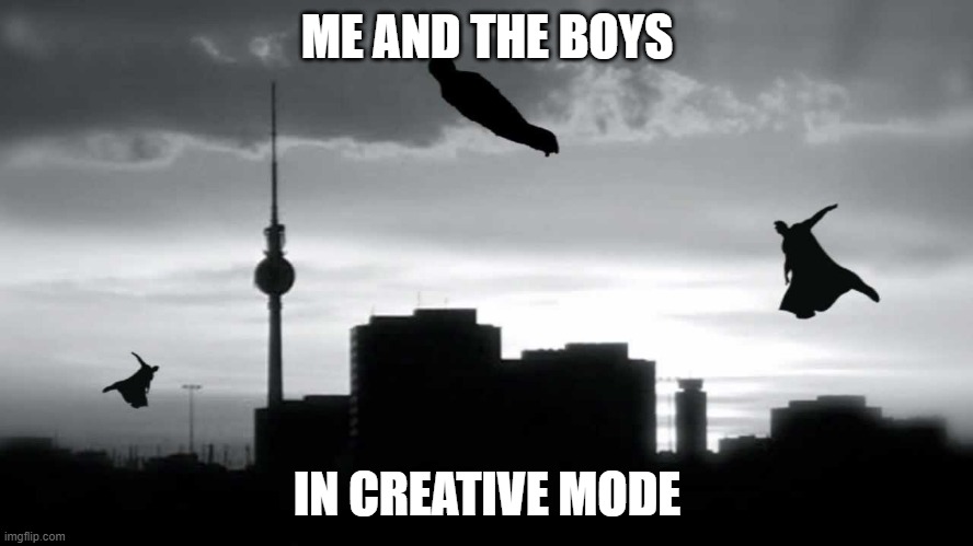 creative mode | ME AND THE BOYS; IN CREATIVE MODE | image tagged in funny | made w/ Imgflip meme maker