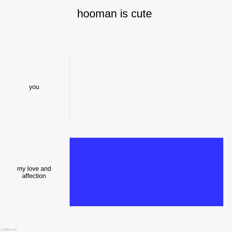 hooman is cute | you, my love and affection | image tagged in charts,bar charts | made w/ Imgflip chart maker