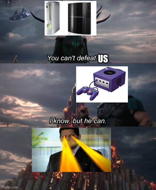 The regginator | US | image tagged in you can't defeat me,nintendo,reggie | made w/ Imgflip meme maker