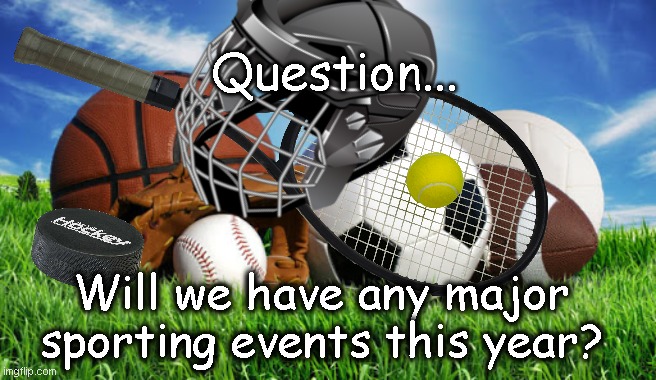 Sports | Question... Will we have any major sporting events this year? | image tagged in sports,sports fans,outdoors,first world problems | made w/ Imgflip meme maker