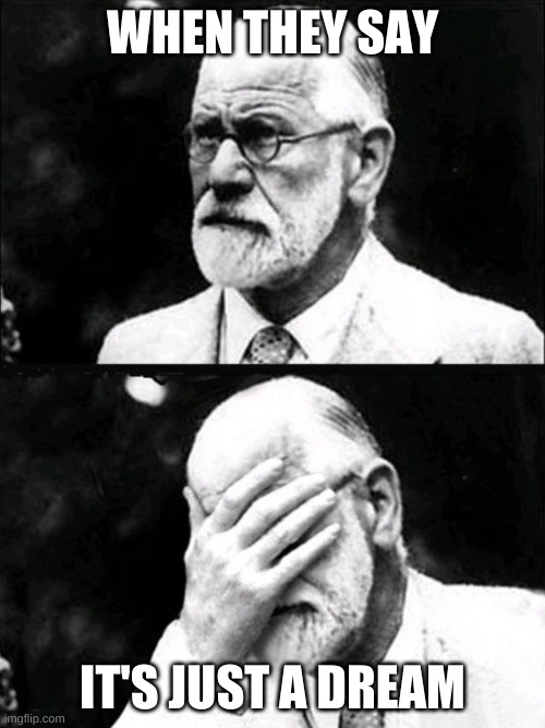 In your dreams | WHEN THEY SAY; IT'S JUST A DREAM | image tagged in freud | made w/ Imgflip meme maker