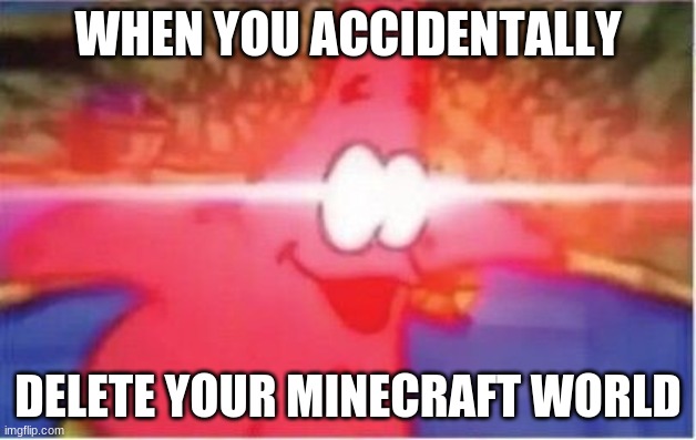 bruh | WHEN YOU ACCIDENTALLY; DELETE YOUR MINECRAFT WORLD | image tagged in lens flare | made w/ Imgflip meme maker