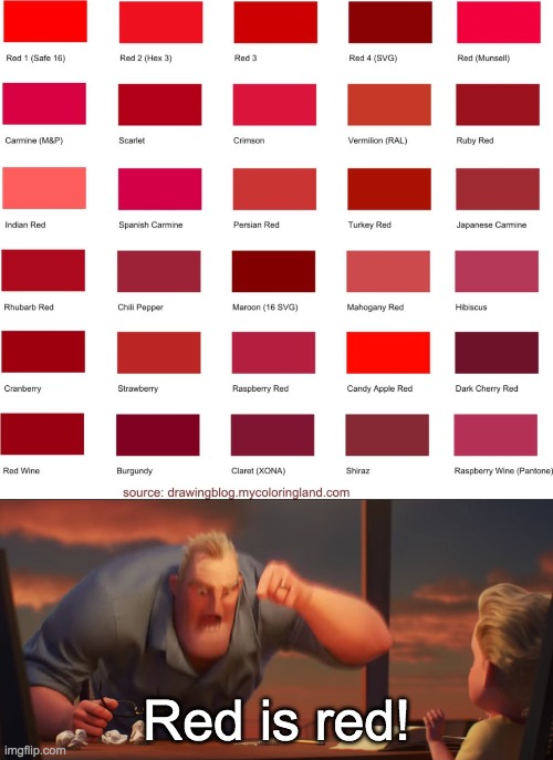 Red is red! | image tagged in math is math | made w/ Imgflip meme maker