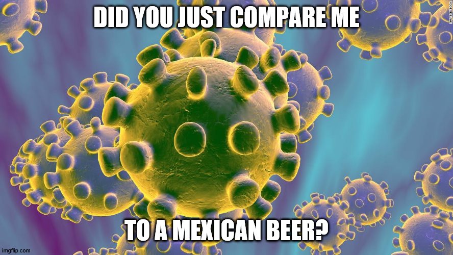 Coronavirus | DID YOU JUST COMPARE ME; TO A MEXICAN BEER? | image tagged in coronavirus | made w/ Imgflip meme maker