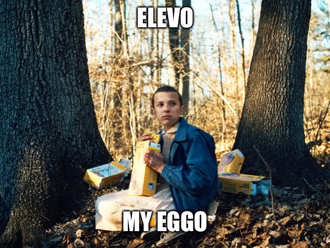 ELEVO; MY EGGO | image tagged in stranger things | made w/ Imgflip meme maker